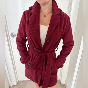 Maroon Coat with Detachable Hood